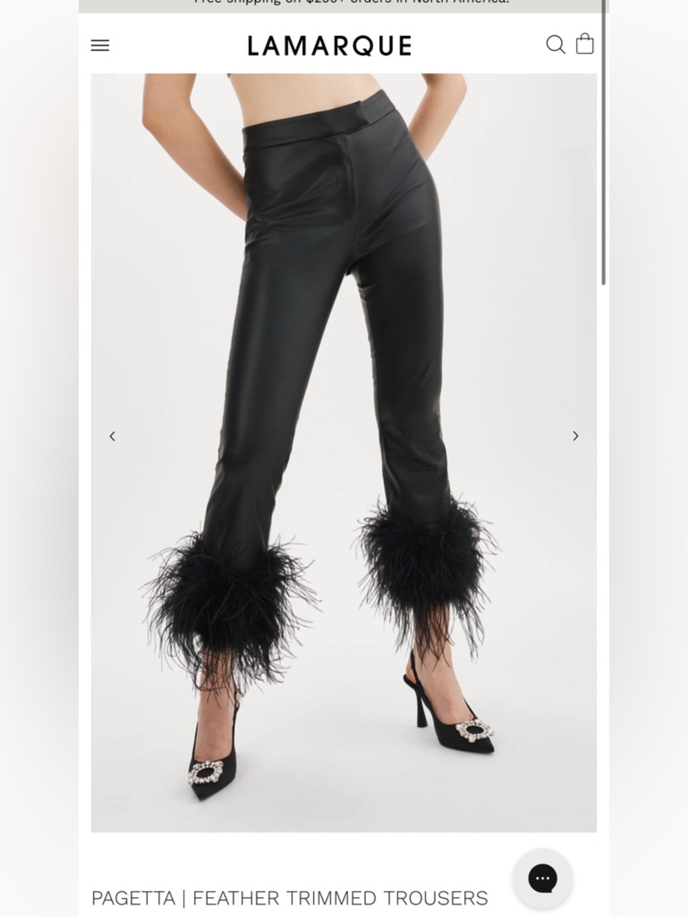 LAMARQUE Black Feather-Trimmed Ankle Trousers
